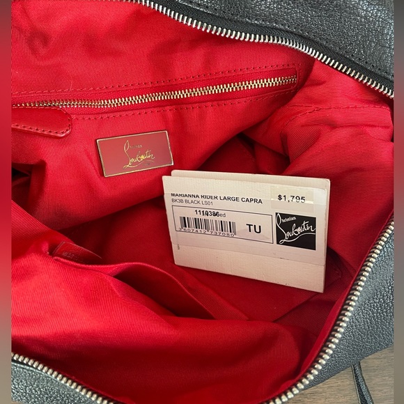 CHRISTIAN LOUBOUTIN Handbag Purse Marianna Rider Large Capra Black - Picture 9 of 16